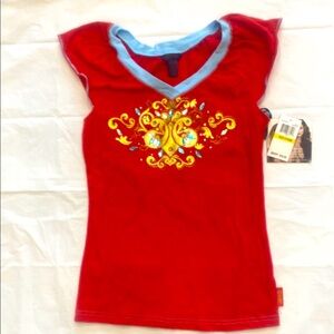 Dereon Red and Blue Graphic T-Shirt